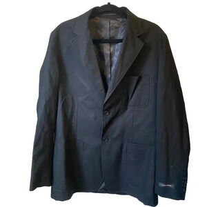 Linea Dome Mens S Black 2-Button Blazer Jacket 3 Pocket Linen Cotton Blend Light
